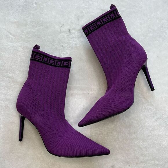 Guess Dallyce Logo Purple Sock Booties 6.5 Women - Picture 1 of 9